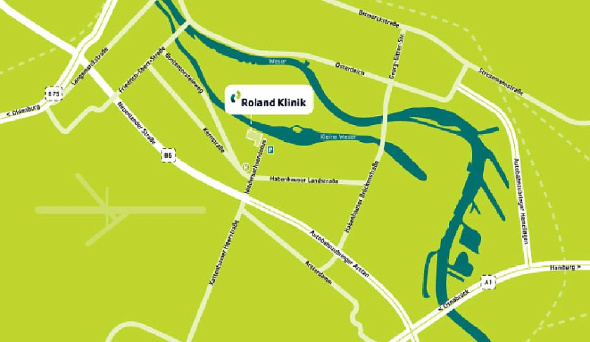 Lageplan der Roland-Klinik